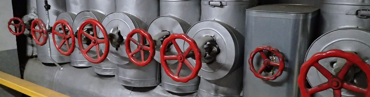 Imagen de un sistema de distribución de vapor que muestra tuberías y válvulas de un sistema de vapor