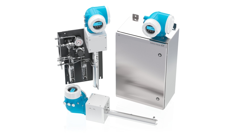 Foto del producto de tres: TDLAS J22 para montaje en panel, caja de protección, analizador de gases J22