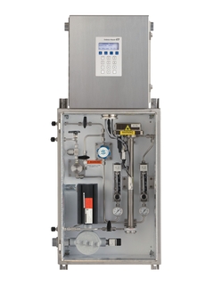 Imagen del analizador de gases monocanal de H2O, CO2 SS2000e, vista abierta del sistema de acondicionamiento de muestra