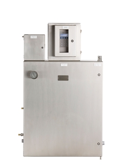 Imagen del analizador de gases SS2100, TDLAS, con caja electrónica, panel indicador protegido, vista en línea recta