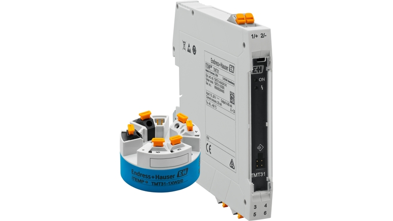iTEMPTransmisor para cabezal TMT31 con terminales push-in para un cableado sin necesidad de herramientas