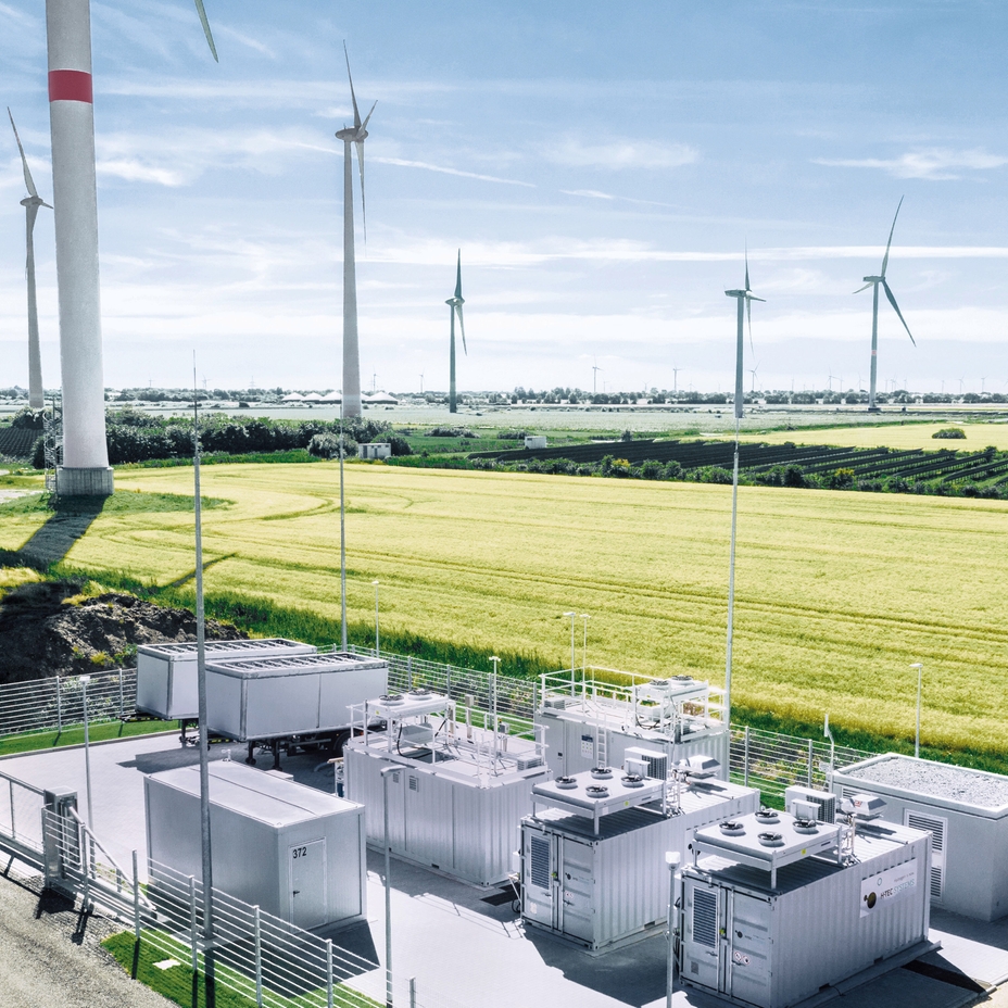 Planta electrolizadora con molinos de viento